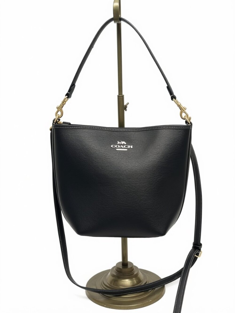 Coach Charlie Bucket Bag – Black Pebble Leather – Crossbody & Shoulder Bag